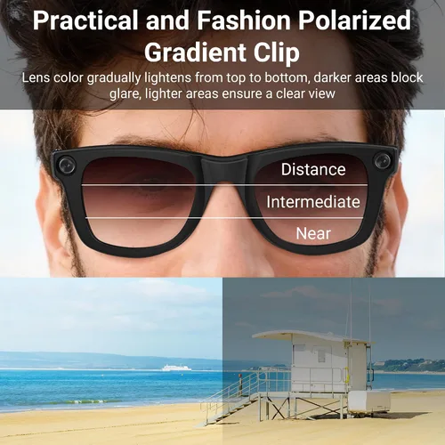 Miniatura 4 de BonFook HiBloks Transitions/Gradient Polarized Matte/Shiny Clip-On Lenses for RayBan Gen 1&2 Meta Wayfarer(RW4006/4008/4012)