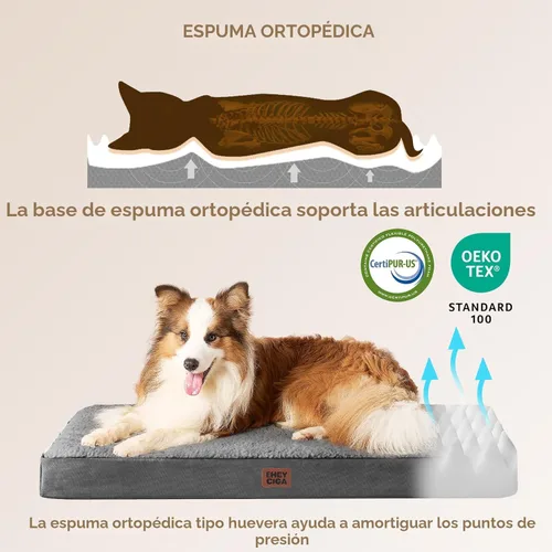 Miniatura 2 de EHEYCIGA Camas ortopédicas XL para perros extra grandes con funda extraíble lavable, gris, 44 x 32 pulgadas