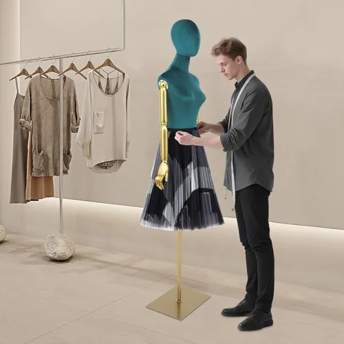 Miniatura 2 de Vestido de maniquí femenino con forma de torso, 59 a 79 pulgadas de altura ajustable, cuerpo de maniquí con soporte de metal y base rectangular