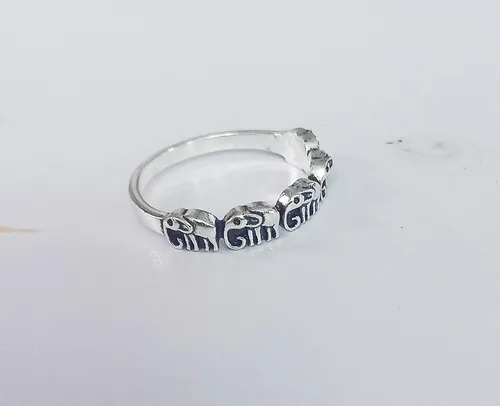 Miniatura 8 de Oxidized Eternity Elephant Animal Ring New 925 Sterling Silver Band