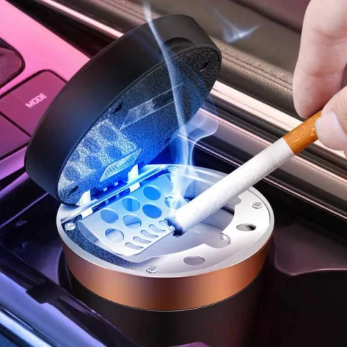 Miniatura 6 de Cenicero de automóvil, cenicero automático cigarro encendedor electrónico de cigarrillos desmontable, alimentado por energía solar/recargable por