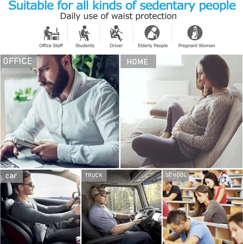 Miniatura 6 de Almohada de apoyo lumbar, soporte de espalda de espuma viscoelástica para silla de oficina, silla de computadora, asiento de coche, sillón
