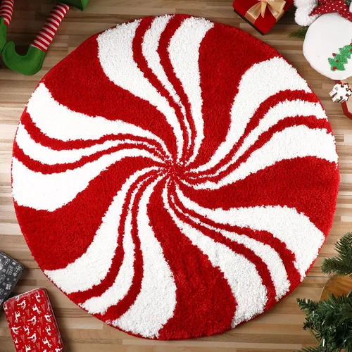 Miniatura 9 de Ceenna Alfombra de baño de Navidad, tapete de baño blanco con muñeco de nieve de 24 x 24 pulgadas, absorbente, tapete antideslizante y lavable