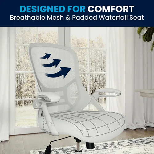 Miniatura 13 de Flash Furniture Porter - Silla de oficina giratoria de respaldo alto con soporte lumbar ajustable y altura, silla de escritorio ergonómica de malla