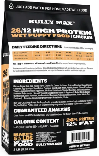 Miniatura 6 de Bully Max Wet Puppy Food - Alimento suave para perros con alto contenido de proteínas, deshidratado y fresco al instante, con pollo, crecimiento