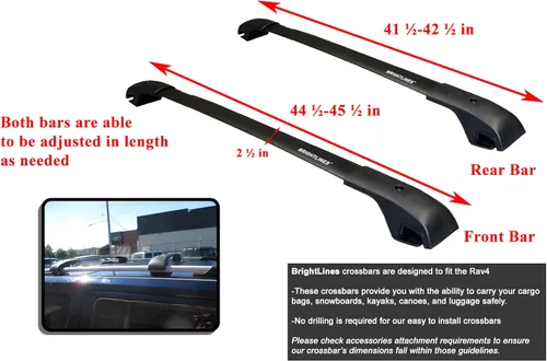 Miniatura 3 de BrightLines Barras Transversales Aero para Portaequipajes de Techo Compatibles con Toyota RAV4 2013-2018