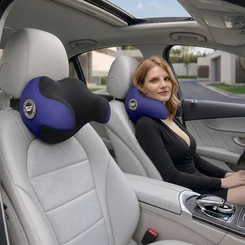Miniatura 12 de SPRFUFLY Paquete de 2 almohadas para reposacabezas de coche, almohada de nube para coche con correa ajustable - 100% espuma viscoelástica y funda