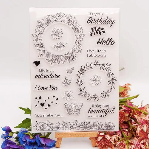 Miniatura 11 de Sellos transparentes de mariposas con sentimientos, diseño de palabras de felicitación de mariposa, sellos transparentes para decoración de tarjetas