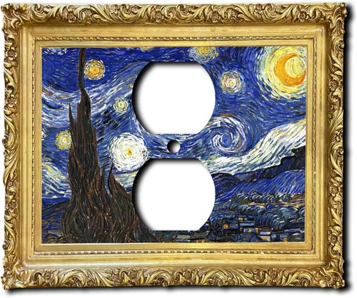 Miniatura 12 de Cubierta eléctrica acrílica decorativa de pintura de noche estrellada - Interruptor de luz triple