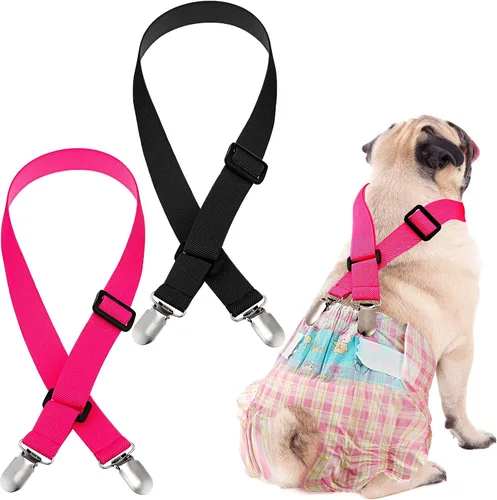 Nuanchu 2 piezas de tirantes para perro para pañales hembra, macho, pañal con tirantes para el vientre canino, arnés en tu mascota, para falda y