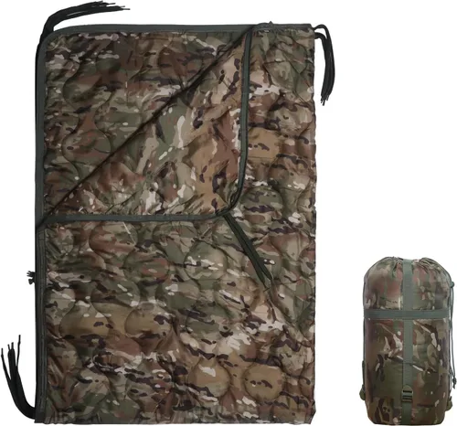 Miniatura 7 de Forro de poncho de camuflaje, manta militar, saco de dormir militar, con una bolsa de transporte de compresión, para viajes, senderismo, campamento