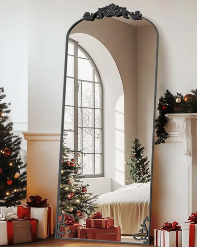 Miniatura 37 de Antok Espejo arqueado de longitud completa, espejo de piso de 71 x 28 pulgadas con tallado, espejos de cuerpo completo para decoración del hogar