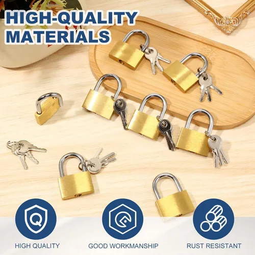 Miniatura 2 de Yaocom 24 piezas de candado con llave de latón sólido, pequeño candado amarillo para gimnasio, candado fuerte con la misma llave para equipaje