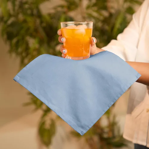 Miniatura 6 de Encasa XO Cocktail Cloth Napkins Set of 12 Pure Cotton Table Napkin Size (9"x9") B Grey Solid Machine Washable