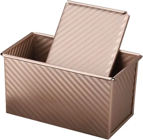 Miniatura 2 de Molde pequeño Pullman para pan con tapa, capacidad de masa de 0.5 libras, mini molde para tostadas de acero al carbono para hornear pan
