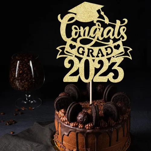 Miniatura 6 de Palasasa Congrats Grad - Decoración para tartas, letrero decorativo de graduación 2023, decoración de fiesta de graduación para escuela secundaria