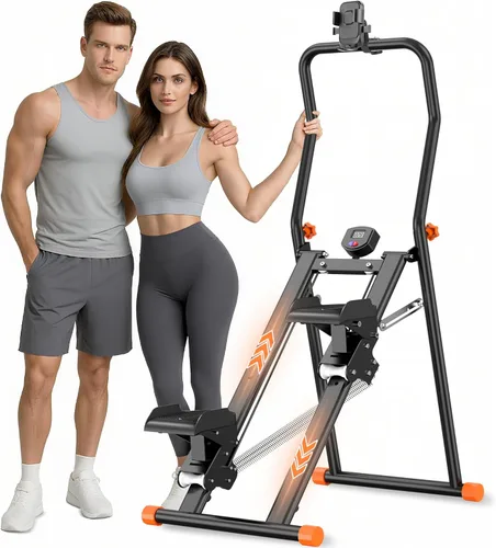 EPHESPORT Escalón para gimnasio en casa, máquina escaladora 2.0 con resistencia ajustable de 3 niveles, pedales antideslizantes, monitor digital y