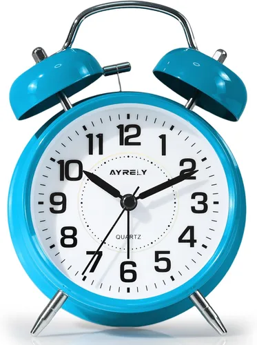 Miniatura 19 de AYRELY Reloj despertador súper ruidoso para adultos que duermen pesadamente, doble campana, retro, de 4 pulgadas, silencioso, sin tictac, cuarzo