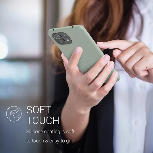 Miniatura 4 de kwmobile Funda compatible con Xiaomi 11 Lite (5G) NE/Mi 11 Lite (5G) - Funda de silicona TPU con acabado suave - Gris Verde