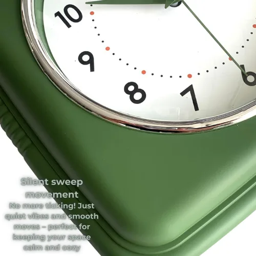 Miniatura 3 de Reloj de pared cuadrado retro de 9 pulgadas, funciona con pilas, reloj decorativo silencioso sin tictac para el hogar, oficina, cocina, dormitorio