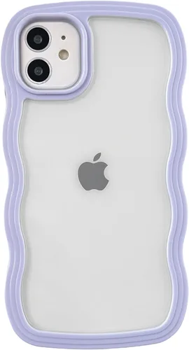 Miniatura 8 de Caseative Funda para iPhone 11, color negro Forma de marco de onda rizada linda a prueba de golpes suave