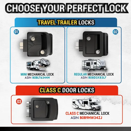 Miniatura 3 de LATCH.IT Reemplazo de Cerradura de Puerta Negra para RV Manija de Puerta de RV Totalmente de Metal se Adapta a Agujeros de 2.75"x3.75" Cerradura