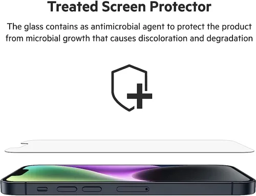 Miniatura 6 de Belkin Protector de pantalla de vidrio templado – Protector de pantalla para iPhone 14 Pro – Incluye calcomanías guía para una fácil alineación