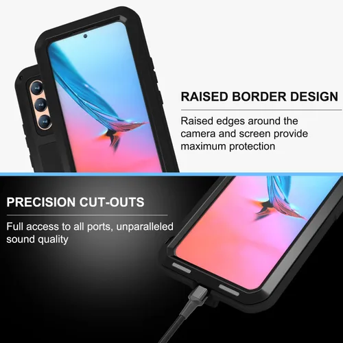 Miniatura 5 de LOVE MEI Funda militar resistente para Samsung Galaxy S22, con protector de pantalla de vidrio templado, a prueba de golpes, a prueba de polvo, a