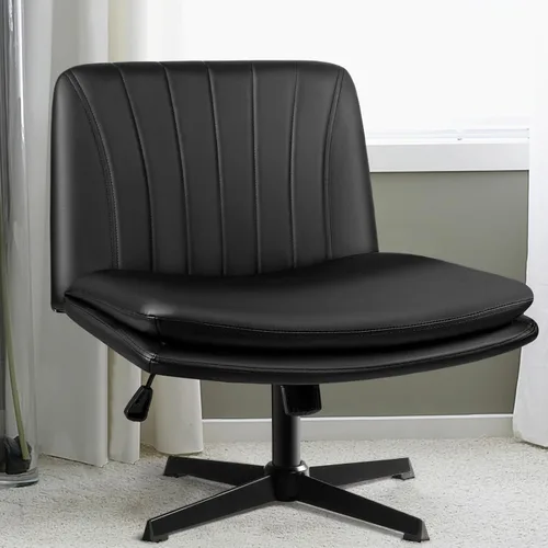 Miniatura 12 de LEMBERI Silla de escritorio acolchada de tela, sin ruedas, giratoria ancha sin brazos, mecedora de 120°, respaldo medio, ergonómica, para oficina