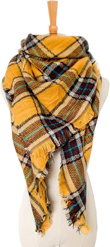 Miniatura 90 de Wander Agio - Bufanda envolvente con diseño a cuadros o triangular para mujer, cálida y larga, de punto, sensación de cachemira, chal