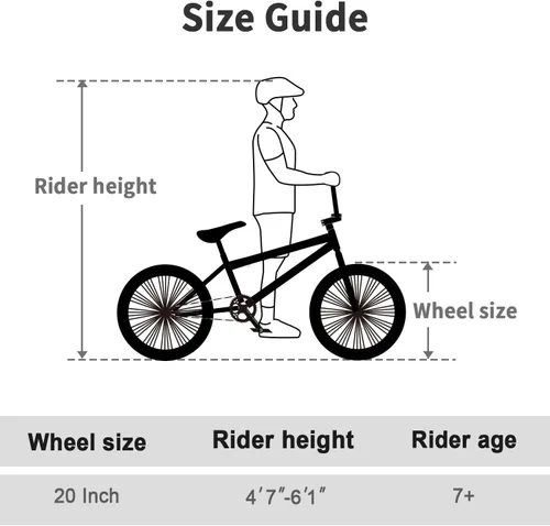 Miniatura 6 de cubsala Freestyle BMX Bike, 20 Inch Yaphet Bicycle for Teen Beginner and Adult Riders, Bike with Hi-Ten Steel Frame, Multiple