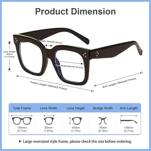 Miniatura 3 de Ovresized Blue Light Blocking Glasses for Women Men Square Computer TV Eyeglasses
