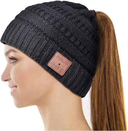 Miniatura 8 de Gorro Bluetooth de Pompón de HIGHEVER para Hombres y Mujeres V5.0, Relleno de Calcetas Navideñas, Inalámbrico, Gorro Musical con Altavoz