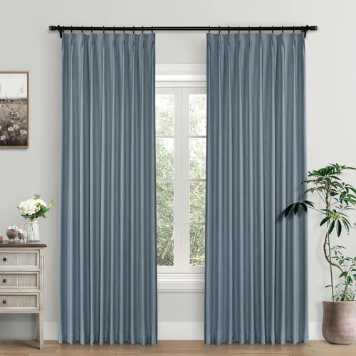 Miniatura 31 de Macochico Cortinas opacas de lino plisadas para oscurecer la habitación, panel con aislamiento térmico para dormitorio, sala de estar, sala