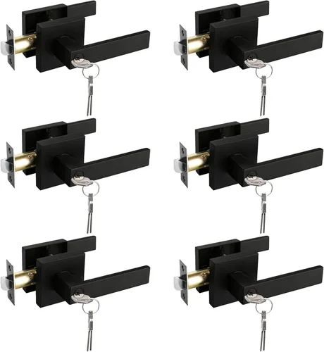 Miniatura 62 de NEWBANG Manija de palanca de puerta sólida con acabado negro mate
