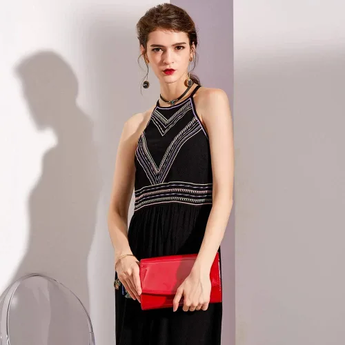 Miniatura 2 de WALLYN'S Carteras de charol para mujer, bolsos de mano de moda, bolso de noche, color sólido