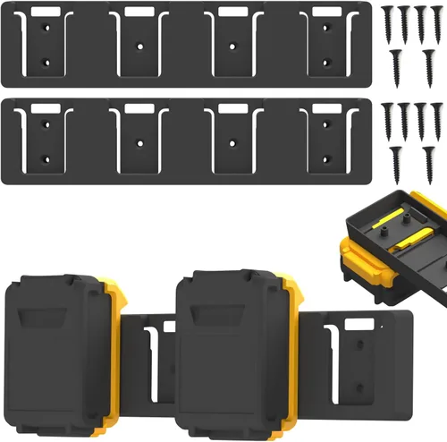 Estante de Batería Compatible con Portabaterías DeWalt 20V, Montaje de 4 Ranuras para Batería a Granel Herramienta de Garaje, Herramientas para