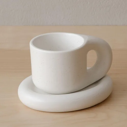 Miniatura 12 de WENSHUO Taza de Café Graciosa y Divertida, Taza y Platillo de Noveldad Linda, Crema Mate, 9 oz (Crema Mate)