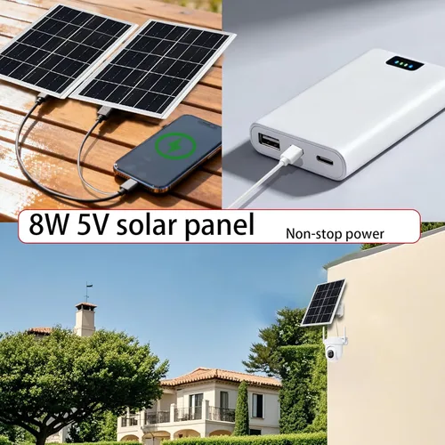 Miniatura 4 de Panel solar de 5 V y 16 W, paquete de 2 unidades IP65 impermeable con puertos USB-C/Micro USB/CC, cable de 9.8 pies para teléfono/banco