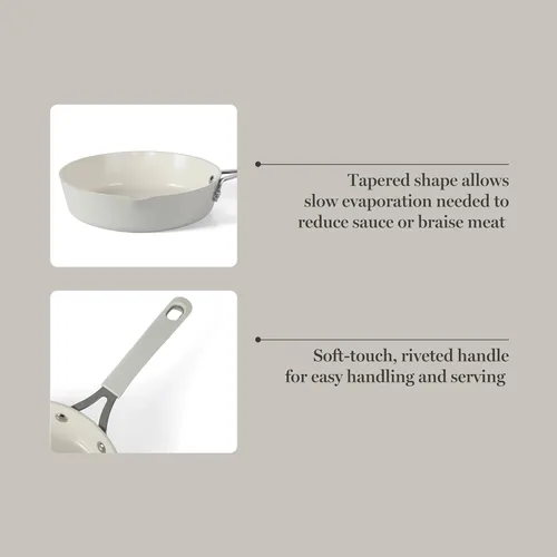 Miniatura 5 de Martha Stewart Heathland - Sartén de aluminio de 8 pulgadas, no tóxico, sartén antiadherente de cerámica de alta calidad, sartén para huevos de Lino