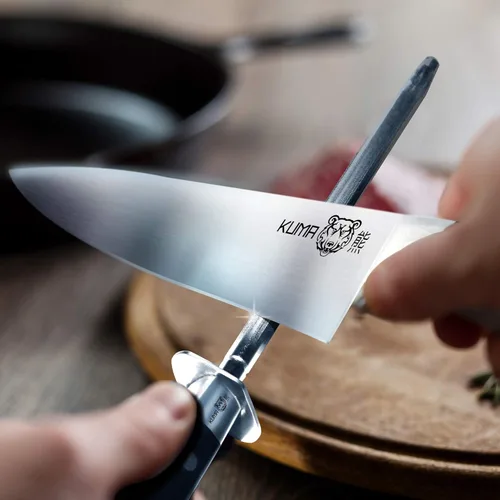 Miniatura 3 de KUMA Chef Knife Pro Bolster Edition y juego de afiladores de cuchillos de cocina, cuchillo de chef de 8 pulgadas para tallar, rebanar y afilar