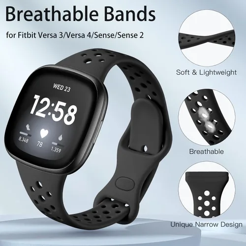 Miniatura 2 de Laffav Compatible con Fitbit Sense Bands/Fitbit Versa 3 4 bandas para mujeres y hombres, paquete de 4 pulseras de repuesto de silicona suave