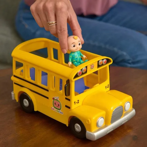 Miniatura 6 de CoComelon Autobús escolar amarillo musical oficial, reproduce clips de "Wheels on The Bus", con figura JJ extraíble, juguetes de personajes