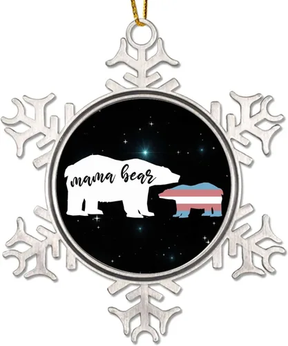 Miniatura 9 de Mama Bear Always and Forever - Adornos de Navidad LGBT para niños, regalo del mes del orgullo, orgullo lesbiano, recuerdo de Navidad, copos de nieve