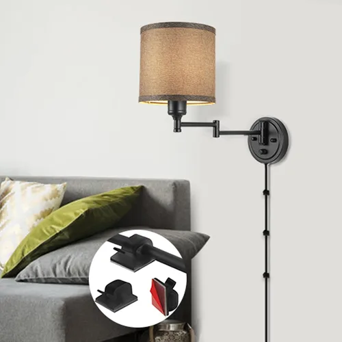 Miniatura 9 de GOODATE Apliques de pared regulables, lámpara de pared con brazo oscilante, juego de dos apliques de pared, lámpara de pared enchufable, juego de 2