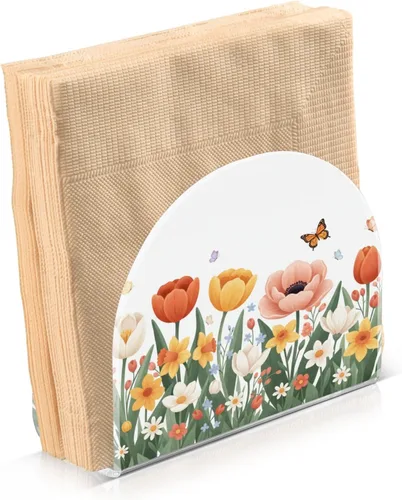 Miniatura 14 de Servilletero de acrílico transparente con girasol y mariposa, servilletero, dispensador de mesa de comedor para cocina, restaurante, decoración