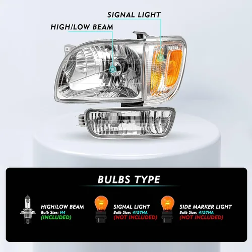 Miniatura 2 de TUSDAR Conjunto de faros delanteros para Toyota Tacoma 2001 2002 2003 2004 con luz de parachoques para el lado del conductor y del pasajero