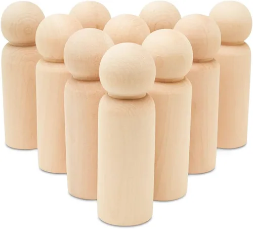 Muñecas grandes de madera de 5-1/2 pulgadas, paquete de 5 figuras de muñeca jumbo sin terminar para manualidades de personas de clavijas Woodpeckers