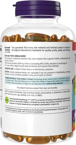 Miniatura 9 de Webber Naturals Triple Omega 3 6 9, 2400 mg de aceite de pescado por porción, alta potencia, 180 cápsulas blandas, sin regusto a pescado