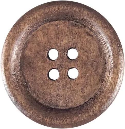 Miniatura 2 de MTCELL 50 botones clásicos de madera, 1 pulgada (0.984 in) de diámetro, marrón, para proyectos de costura